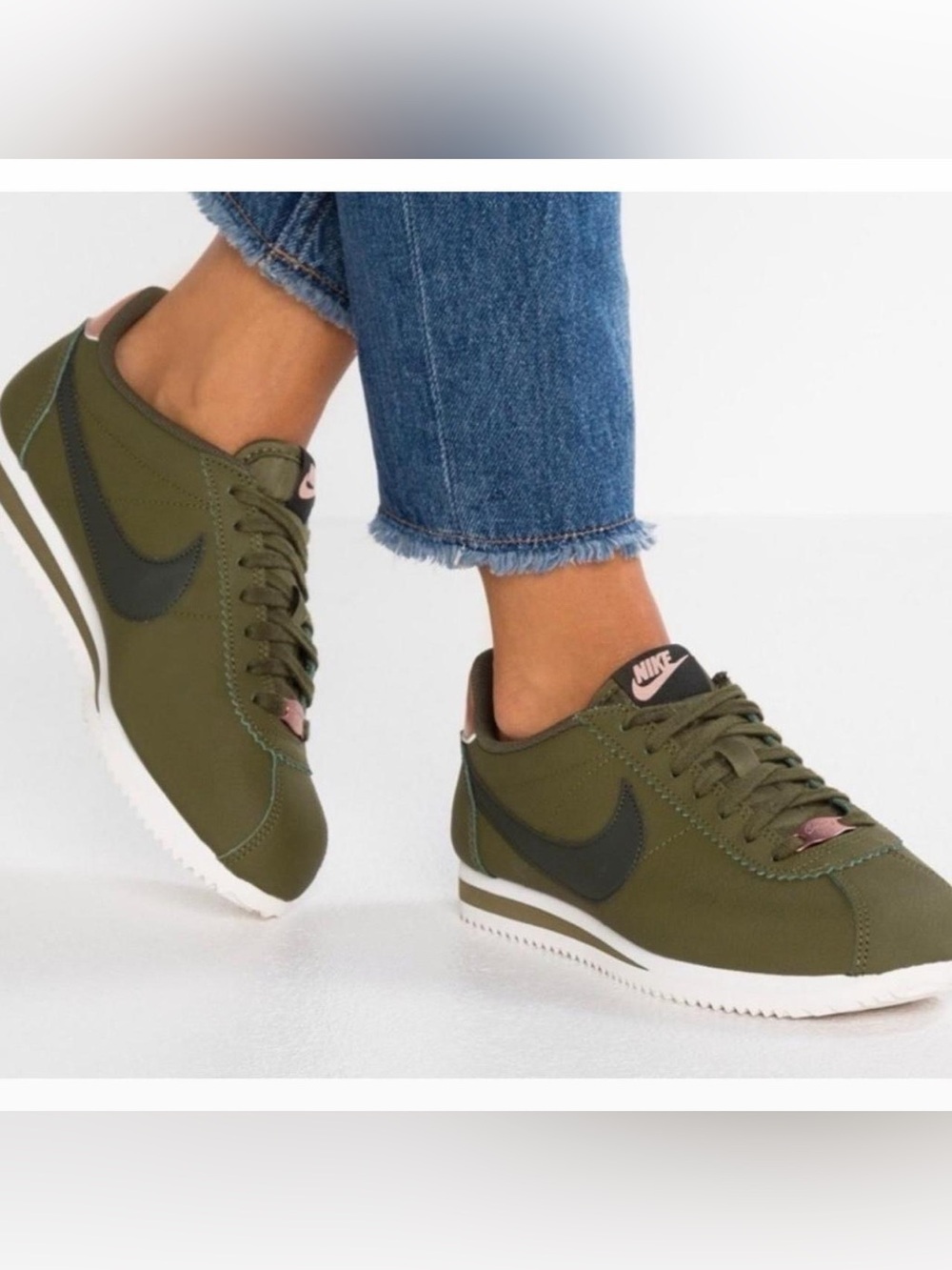 Nike Women’s Olive Green Nike Classic Cortez Leather Sneakers